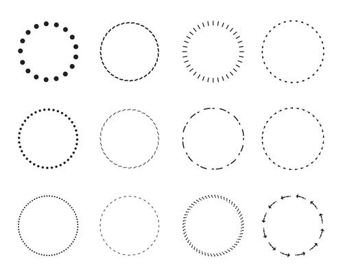 Collection Of Dotted Ring Frame Clipart, Various Dotted Circle Illustration, Dotted Lines And Stitches Design Sublimation