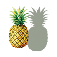 a ripe pineapple, painted in bright yellow and green watercolor png
