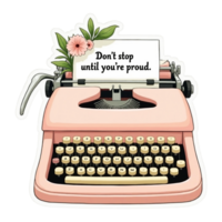 Elegant Vintage Typewriter in Transcendent Pink Hues for Calming and Versatile Aesthetic png