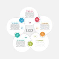 Modern Circular Cycle Infographic Design Template with 5 Data Point vector