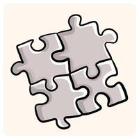 Hand-Drawn Jigsaw Puzzle Pieces Doodle Set with background cream vector
