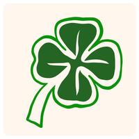 Lucky Four-Leaf Clover Cartoon Icon with background cream vector