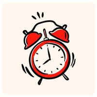 Hand-Drawn Ringing Alarm Clock Doodle with background cream vector