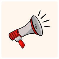 Cartoon Style Megaphone with Sound Waves Illustration with background cream vector