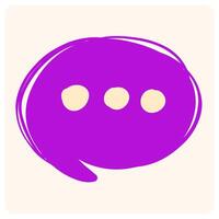 Vibrant Purple Hand-Drawn Speech Bubble with Ellipsis with background cream vector