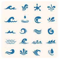 Dynamic Water and Wave Icons Set with background cream vector