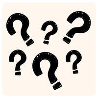Hand-Drawn Black Question Mark Doodle with background cream vector