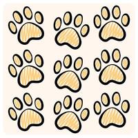 Hand-Drawn Animal Paw Print Doodle Icon with background cream vector