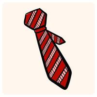 Hand-Drawn Red Striped Necktie Doodle with background cream vector