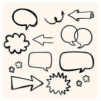 Hand-Drawn Speech Bubbles and Arrow Doodles Set with background cream vector