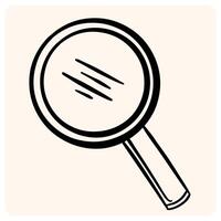 Hand Drawn Magnifying Glass Search Icon with background cream vector