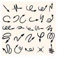 Hand-Drawn Arrow Doodles and Directional Symbols Set with background cream vector