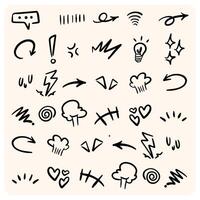 Various Hand-Drawn Doodle Elements and Accent Shapes with background cream vector