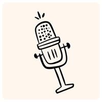 Hand Drawn Retro Microphone Icon for Podcast with background cream vector