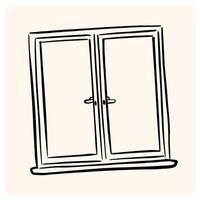 Cartoon Style Hand-Drawn Wardrobe or Cabinet Outline with background cream vector
