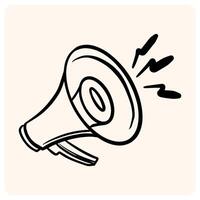 Hand-Drawn Loudspeaker or Megaphone Doodle with Sound Waves with background cream vector