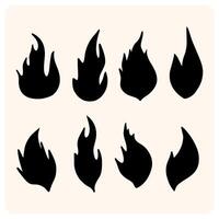 Abstract Fire Flame Silhouettes Set with background cream vector