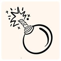 Hand-Drawn Cartoon Bomb Outline with Fuse with background cream vector