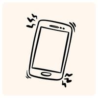 Hand-Drawn Ringing Smartphone Doodle Icon with background cream vector