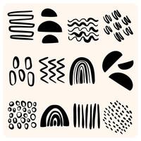 Hand-Drawn Abstract Doodle Shapes and Lines Set with background cream vector