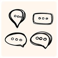 Hand-Drawn Speech Bubble and Chat Icon Set with Ellipsis with background cream vector