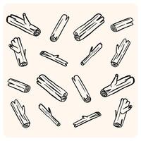 Hand-Drawn Cinnamon Sticks Doodle Pattern with background cream vector