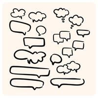 Hand-Drawn Speech and Thought Bubbles Doodle Set with background cream vector