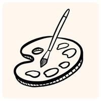 Hand-Drawn Black Art Palette and Paintbrush Doodle with background cream vector