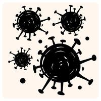 Hand-Drawn Black Virus or Germ Doodle Icon with background cream vector