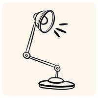 Hand-Drawn Desk Lamp Doodle with Light Rays with background cream vector