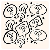 Hand-Drawn Question Marks in Speech Bubbles with background cream vector