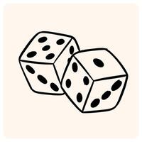 Hand-Drawn Gaming Dice Doodle Icon with background cream vector