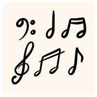 Hand-Drawn Black Music Notes and Clefs Set with background cream vector
