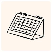 Hand-Drawn Calendar Icon Doodle for Scheduling with background cream vector