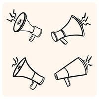 Hand Drawn Megaphone Announce Icons Set with background cream vector