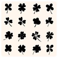 Lucky Four Leaf Clover and Shamrock Silhouettes Set with background cream vector