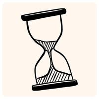 Hand-Drawn Hourglass Sand Timer Doodle with background cream vector