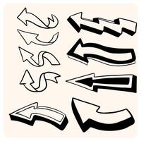 Diverse Hand-Drawn Arrow Doodles and Directional Signpost Set with background cream vector