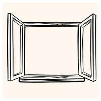 Hand-Drawn Open Window Sketch with White Space with background cream vector