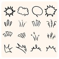 Hand Drawn Emphasis Lines and Comic Bursts Set with background cream vector