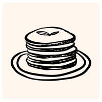Stack of Hand-Drawn Pancakes on a Plate Outline with background cream vector