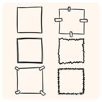 Hand Drawn Square Frames and Borders Set with background cream vector