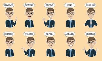 office man with expression, mascot and emoticon vector