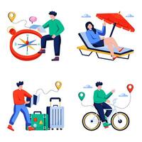 Set of Summer and Travel Flat Illustrations vector