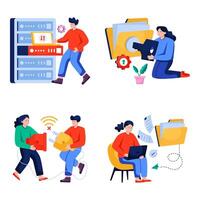 Set of Data Management Flat Illustrations vector