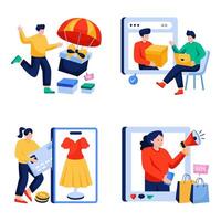 Set of Ecommerce Flat Illustrations vector