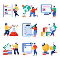 Set of Learning Flat Illustrations vector