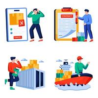 Set of Logistic and Shipment Flat Illustrations vector