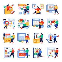Set of Web and Seo Flat Illustrations vector