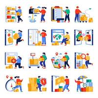 Set of Logistic Flat Illustrations vector